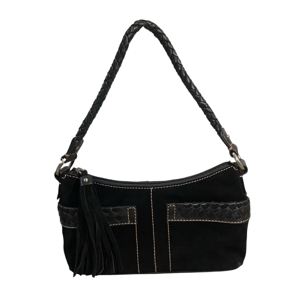 Fossil Vintage Camryn Suede Black Boho Mini Baguette Shoulder Bag